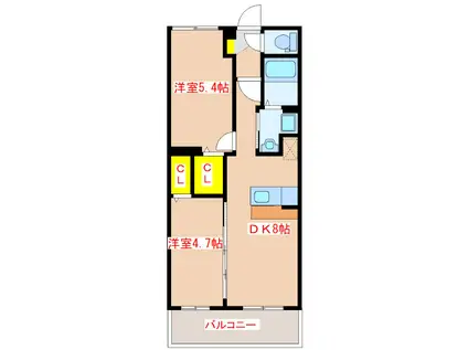 RIANMISASAGI(2DK/1階)の間取り写真