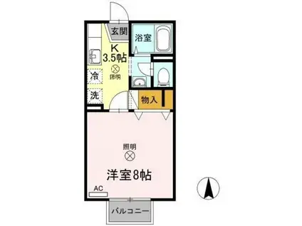 メゾンたちばなA棟(1K/2階)の間取り写真