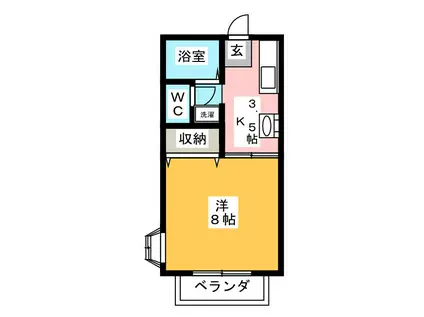 コーポビレッジ湘南(1K/2階)の間取り写真