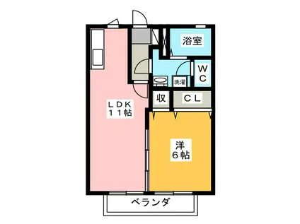 セフィラ権現谷B(1LDK/2階)の間取り写真