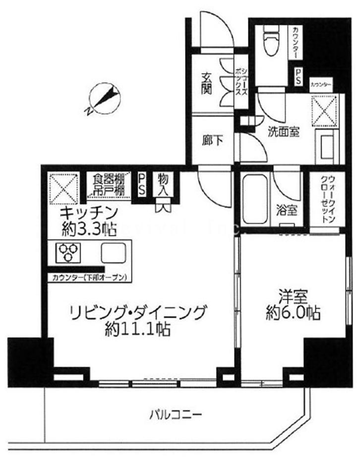 ザ・パークハウス&麹町レジデンス(1LDK/11階)の間取り写真