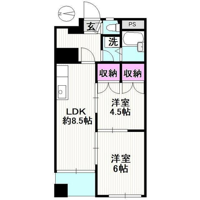 サーラ川口128(2DK/9階)の間取り写真