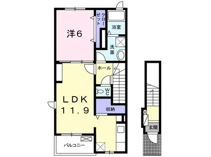 サニーコート(1LDK/2階)の間取り写真