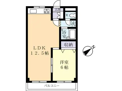 ヴィレッヂ華(1LDK/3階)の間取り写真