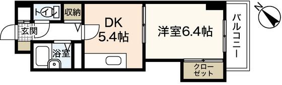 AZALEA中広(1DK/4階)の間取り写真