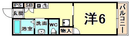 エアリーII(1K/1階)の間取り写真