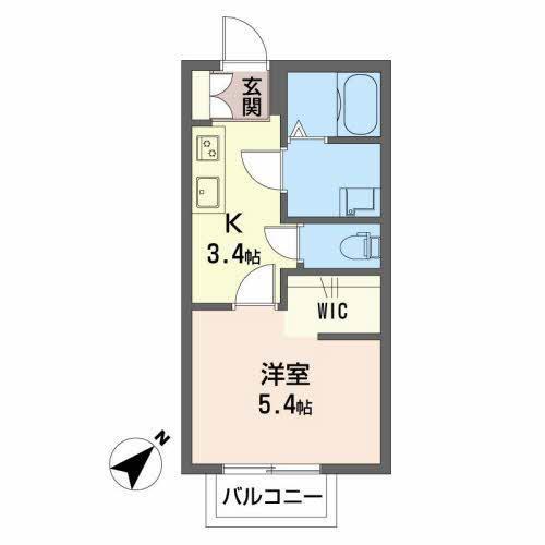 ドミール(1K/1階)の間取り写真