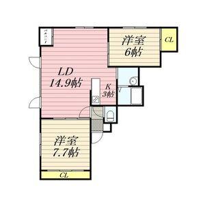 クローバー(2LDK/3階)の間取り写真