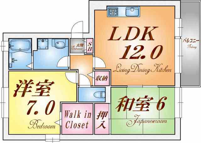 クレールプラザ立花(2LDK/3階)の間取り写真