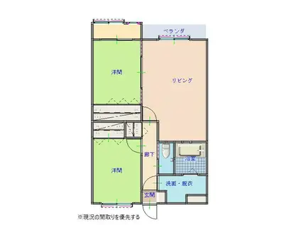 ベルフル(2LDK/3階)の間取り写真