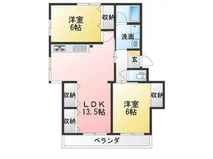 コニファーマンション岡田(2LDK/2階)の間取り写真