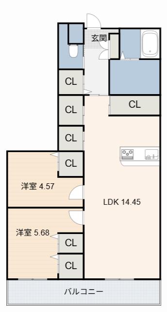 リバーサイド東洋(2LDK/2階)の間取り写真