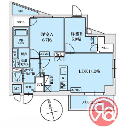 LEGALANDABENO SANMEICHO(2LDK/4階)の間取り写真
