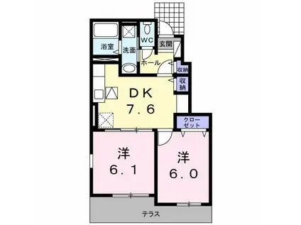 メゾンTAKE(2DK/1階)の間取り写真