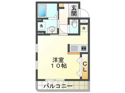 コーポバロン上浜(ワンルーム/1階)の間取り写真