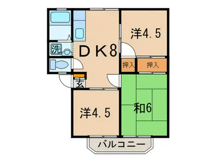 サンビレッジB(3DK/1階)の間取り写真