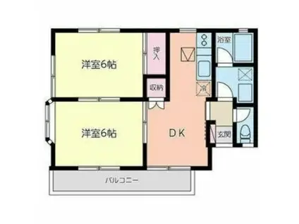 トーンハイムI(2DK/2階)の間取り写真