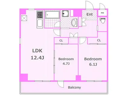 ラリーズ(2LDK/2階)の間取り写真