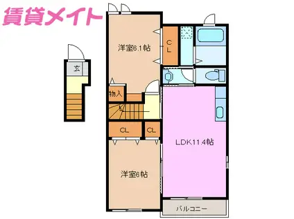 ディスカバリーI(2LDK/2階)の間取り写真