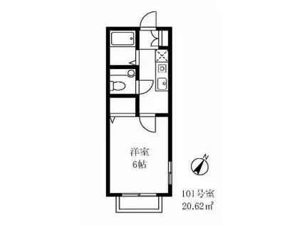 レーヴ田園都市(1K/1階)の間取り写真