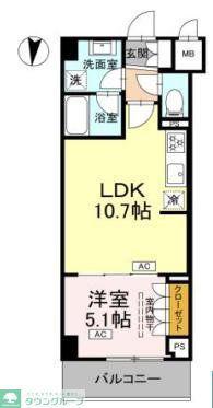 ロイジェント潮見(1LDK/6階)の間取り写真