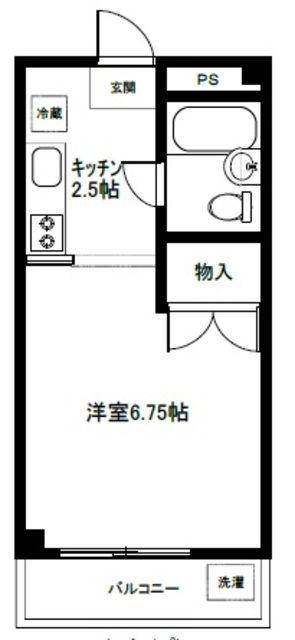 ホワイトハウス(1K/1階)の間取り写真