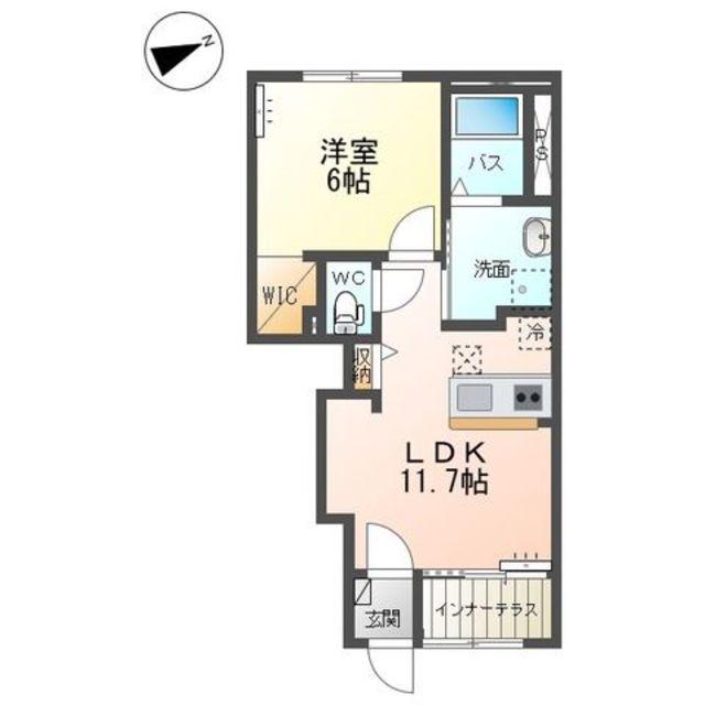 取手市寺田アパート(1LDK/1階)の間取り写真