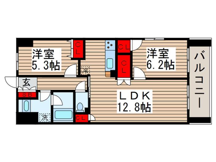 レジディア南千住(2LDK/9階)の間取り写真