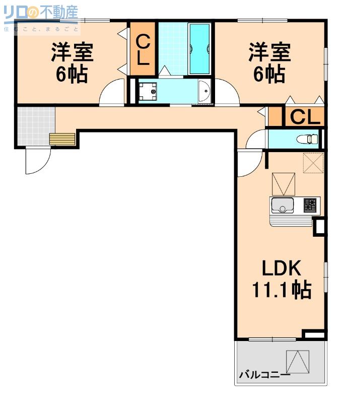 サンロイヤルI(2LDK/3階)の間取り写真