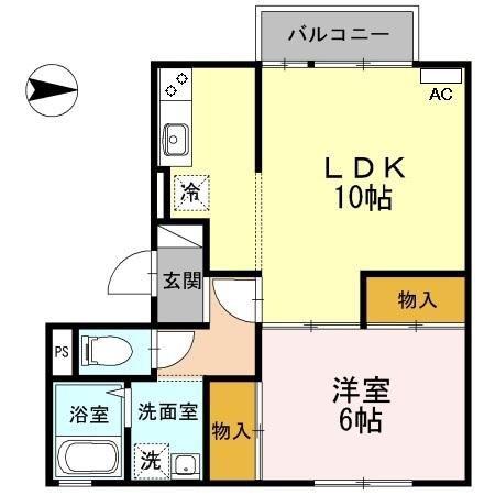 ニッセイハイム(1LDK/2階)の間取り写真