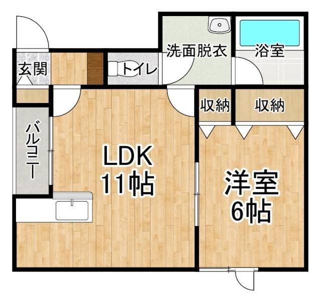 はまなすI(1LDK/1階)の間取り写真