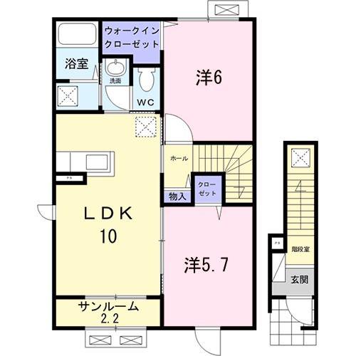 グリシーヌA(2LDK/2階)の間取り写真