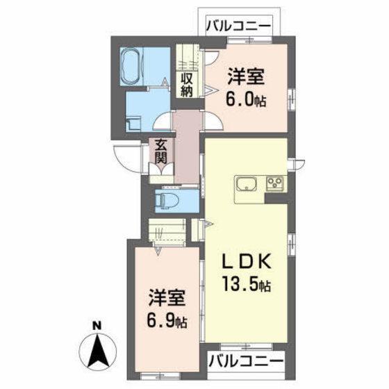 メゾン・プリムヴェール(2LDK/3階)の間取り写真