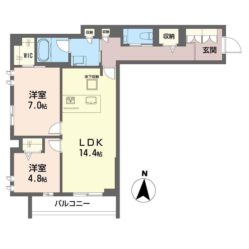 カンパヴィラ新蒲田(2LDK/1階)の間取り写真