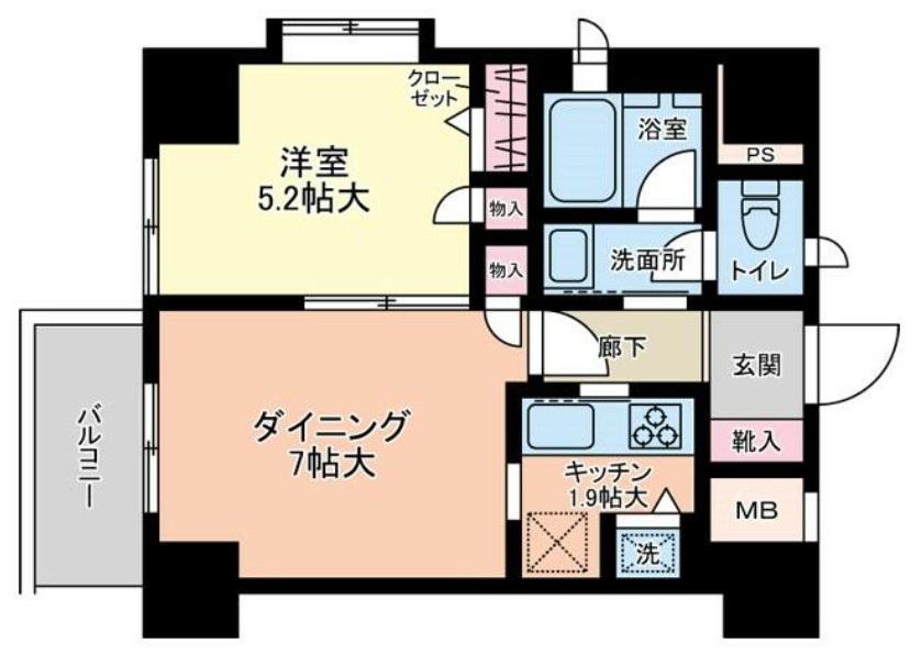 朝日シティパリオ三ノ輪(1LDK/9階)の間取り写真