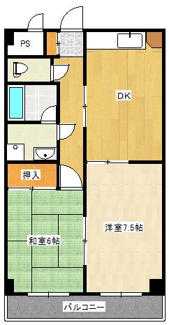 RESIDENCE塚口(2DK/4階)の間取り写真