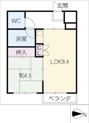 グランコール本山(1LDK/2階)の間取り写真