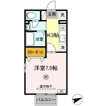 セピアコート(1K/2階)の間取り写真