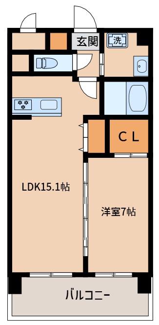 クレスティークアヤ(1LDK/8階)の間取り写真