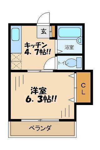 アメニティ粕谷(1DK/1階)の間取り写真