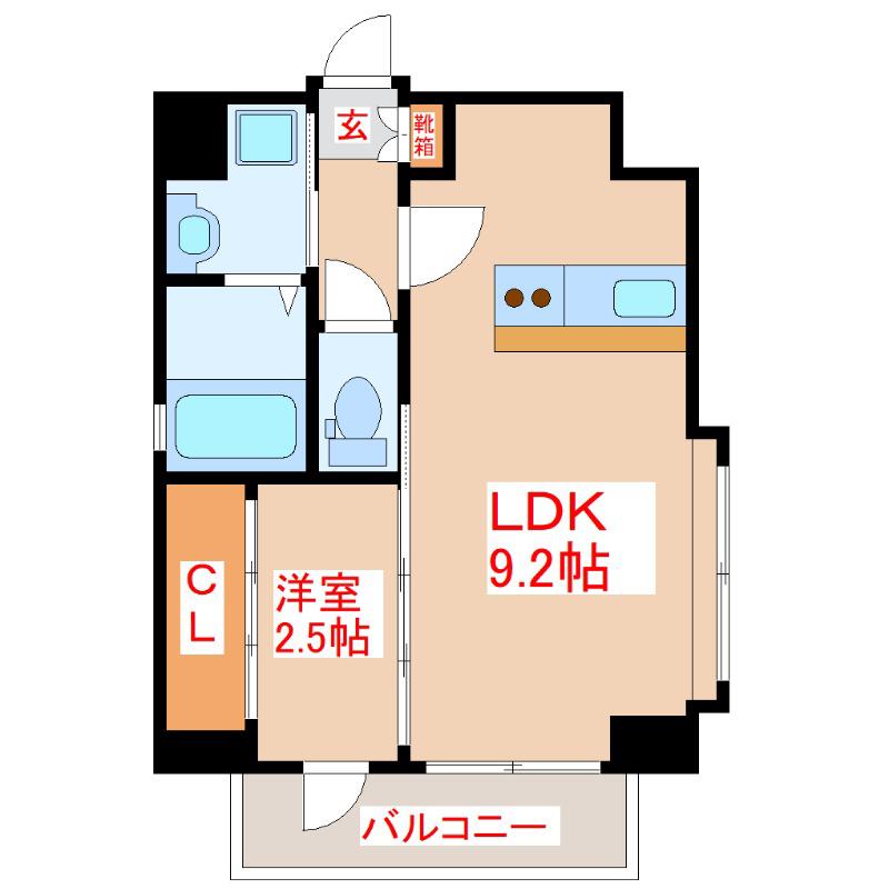 KANON(1LDK/3階)の間取り写真