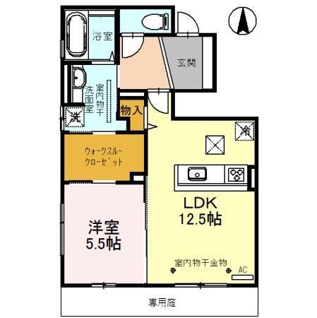 PLATA(1LDK/1階)の間取り写真