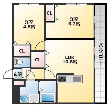 ステラウッド野中II(2LDK/2階)の間取り写真