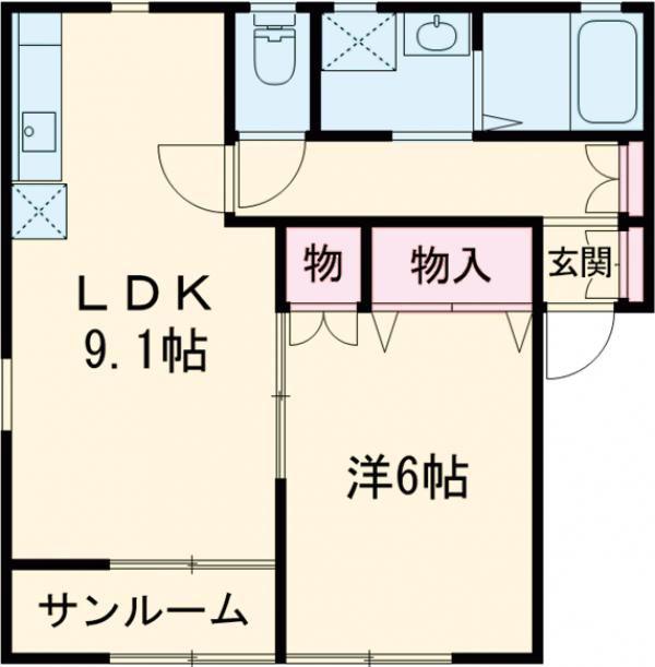 グランビル小針(1DK/2階)の間取り写真