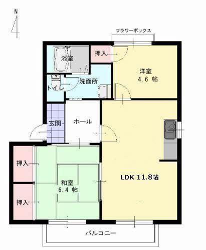 フレグランス野口 (2LDK/2階)の間取り写真