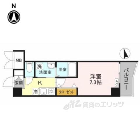 アンリシールⅢ(1K/5階)の間取り写真