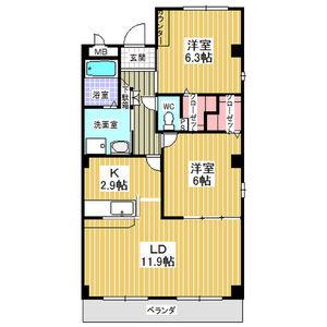 ラフォーレ東山(2LDK/2階)の間取り写真