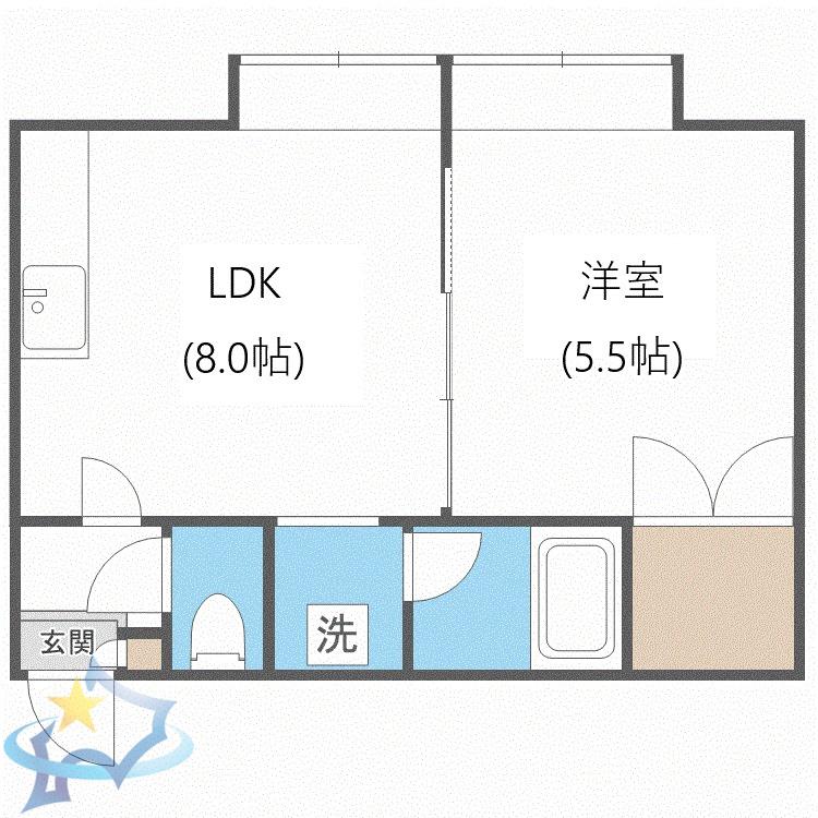 アルカディア発寒南(1LDK/3階)の間取り写真