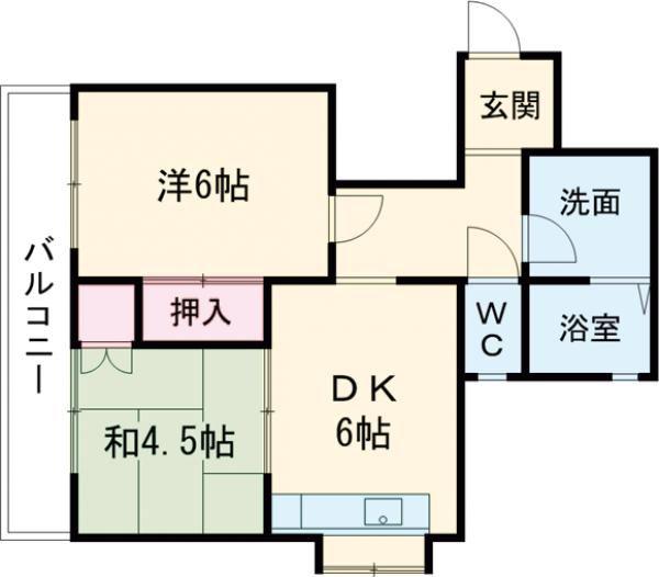 グリーンピア木風(2DK/3階)の間取り写真