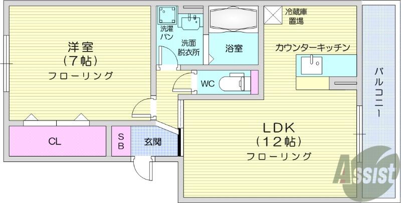D-ROOM連坊小路(1LDK/2階)の間取り写真
